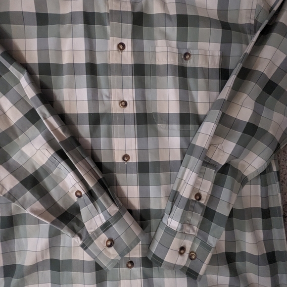 Orvis Button Front & Collar Long Sleeve Green Cream Plaid Shirt. Men's Large - Picture 3 of 7